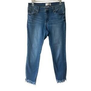 Band of Gypsies Frayed Hem Jeans Cropped 5 Pocket Denim Stretch Boho 6/7 or 28